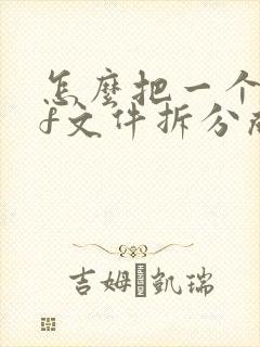 怎么把一个pdf文件拆分成多个