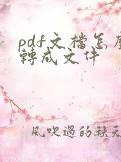 pdf文档怎么转成文件
