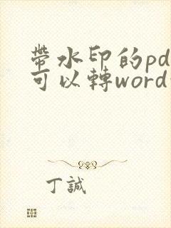 带水印的pdf可以转word吗