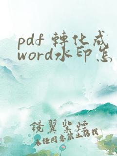 pdf 转化成word水印怎么去掉水印