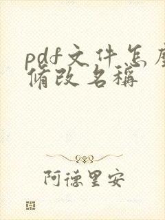 pdf文件怎么修改名称