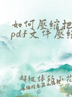 如何压缩把大的pdf文件压缩小
