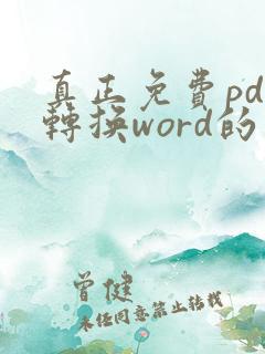 真正免费pdf转换word的软件