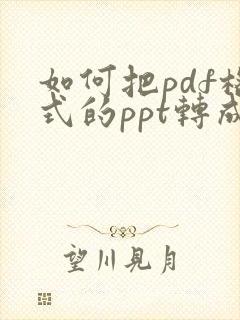如何把pdf格式的ppt转成可编辑