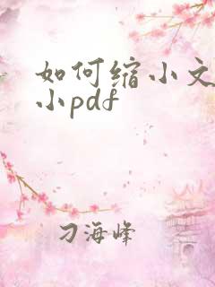 如何缩小文件大小pdf
