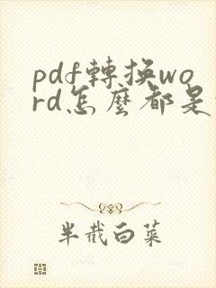 pdf转换word怎么都是乱码