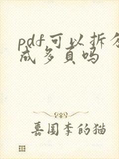pdf可以拆分成多页吗
