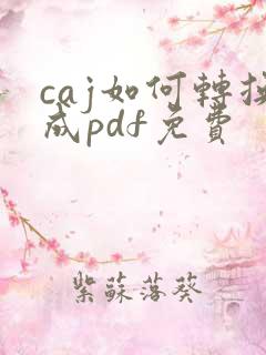 caj如何转换成pdf免费