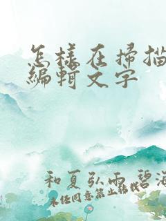 怎样在扫描件上编辑文字