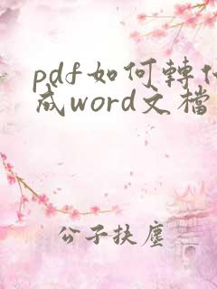 pdf如何转化成word文档免费