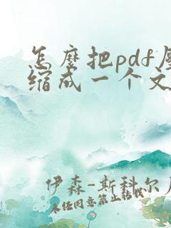怎么把pdf压缩成一个文件
