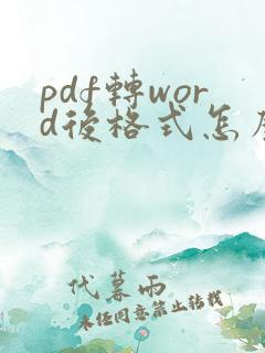 pdf转word后格式怎么快速调整