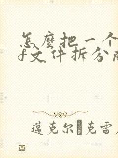 怎么把一个pdf文件拆分成两个pdf
