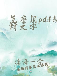 怎么用pdf编辑文字