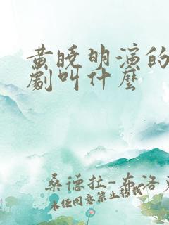 黄晓明演的谍战剧叫什么