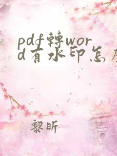 pdf转word有水印怎么去
