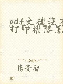 pdf文档没有打印权限怎么办