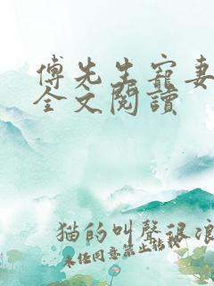 傅先生宠妻无度全文阅读