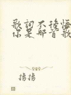 歌词不后悔遇见你是哪首歌