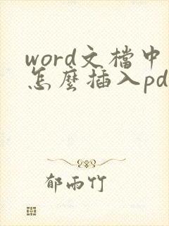 word文档中怎么插入pdf文件