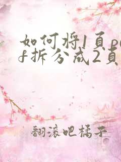 如何将1页pdf拆分成2页