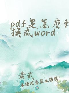 pdf是怎么转换成word