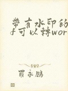 带有水印的pdf可以转word吗
