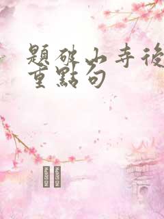 题破山寺后禅院重点句