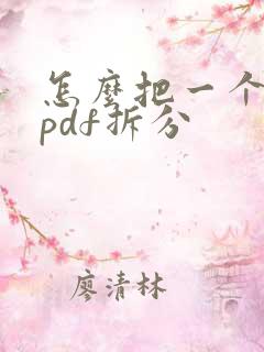 怎么把一个大的pdf拆分
