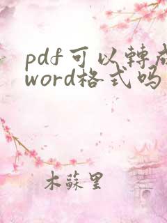 pdf可以转成word格式吗