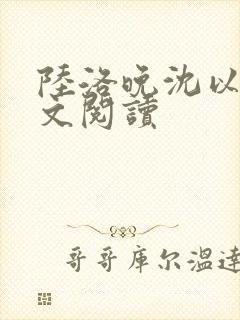 陆洛晚沈以谦全文阅读
