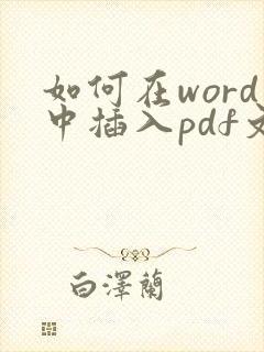 如何在word中插入pdf文件