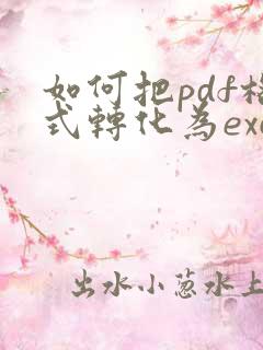 如何把pdf格式转化为excel格式