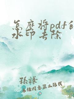 怎么将pdf的水印去除