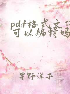 pdf格式文件可以编辑吗
