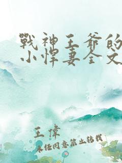 战神王爷的甜宠小悍妻全文阅读