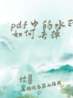 pdf中的水印如何去掉