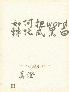 如何把word转化成黑白pdf