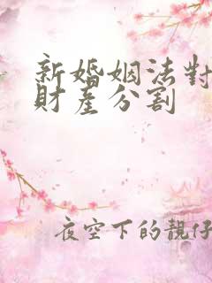 新婚姻法对婚前财产分割