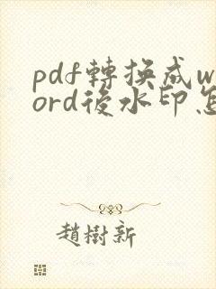 pdf转换成word后水印怎么取消