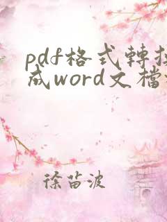 pdf格式转换成word文档格式