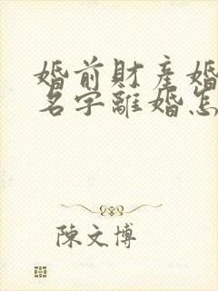婚前财产婚后加名字离婚怎么分