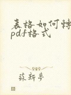 表格如何转化成pdf格式