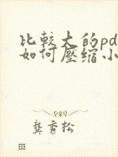 比较大的pdf如何压缩小文件