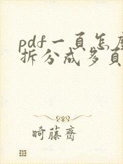 pdf一页怎么拆分成多页