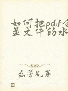 如何把pdf合并文件的水印去除