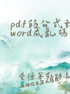 pdf的公式转word成乱码