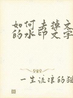 如何去掉文档上的水印文字