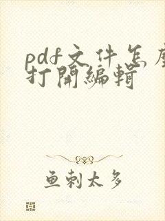pdf文件怎么打开编辑