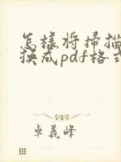 怎样将扫描件转换成pdf格式